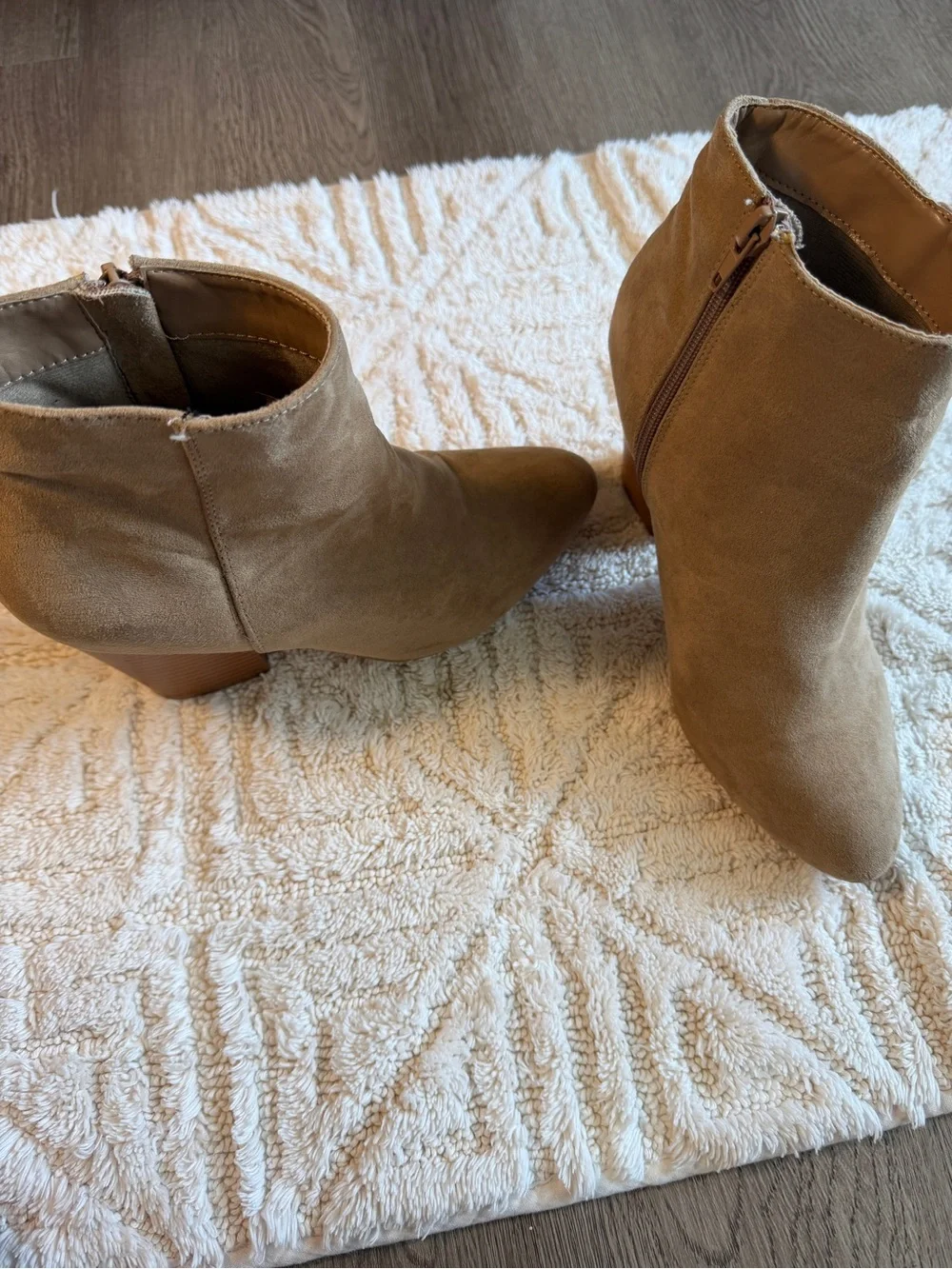 Classic Tan Suede Ankle Boots - Women's Stylish Zip Booties